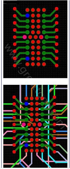 焊盤內(nèi)過孔用于內(nèi)部，而外部引腳在0.5mm柵格上扇出-深圳宏力捷