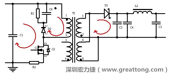 元件布局的時候，要優(yōu)先考慮高頻脈沖電流和大電流的環(huán)路面積，盡可能地減小,以抑制開關(guān)電源的輻射干擾