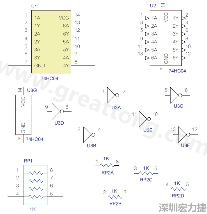 圖1 半導體元件供應商所畫的電路圖符號是模擬元件的接腳圖，而非訊號流程。