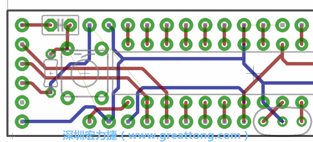 4.2. 然后在電路板的背面進(jìn)行布線。