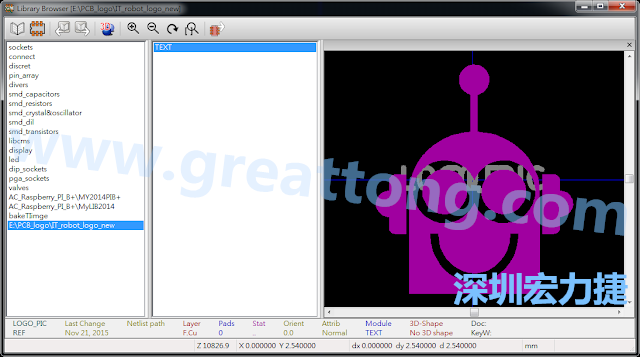 目前這個Library IT_robot_logo_new.mod 只有一個footprint。如何增加更多footprint 到這個library 中呢?