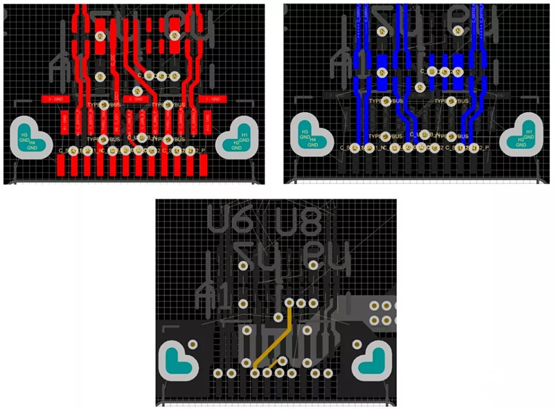 對SBU，USB2和CC1/2等信號做以下布線處理