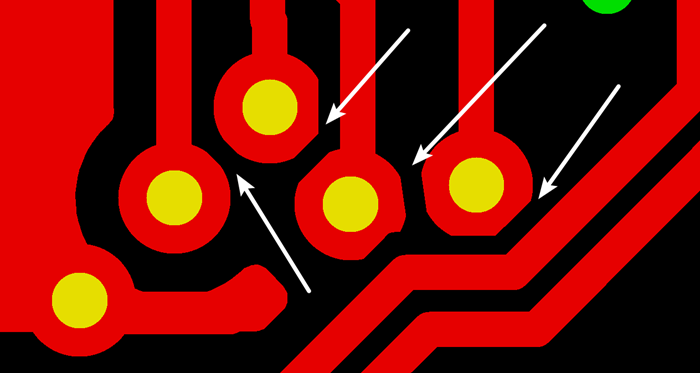 多層板中過孔會在每層線路上都有孔環(huán)，且每個層孔環(huán)周圍環(huán)境有夾線也有不夾線，環(huán)境各不一